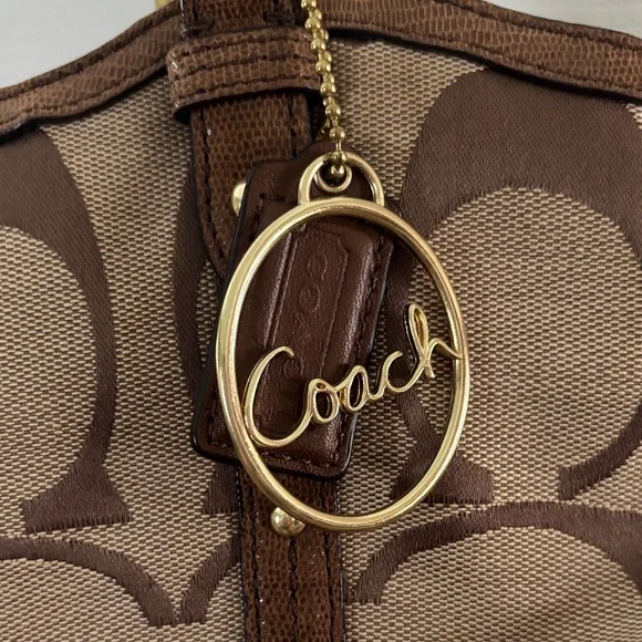 Coach Brown and Tan Signature Shoulder Bag - Picture 2 of 6